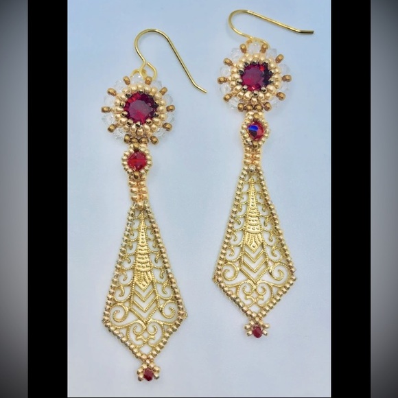 Swarovski Crystal Starbursts Earring’s 14k - Picture 1 of 2